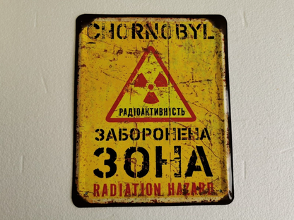 Chernobyl Radiation Metal Sign Ukraine Stalker Yellow