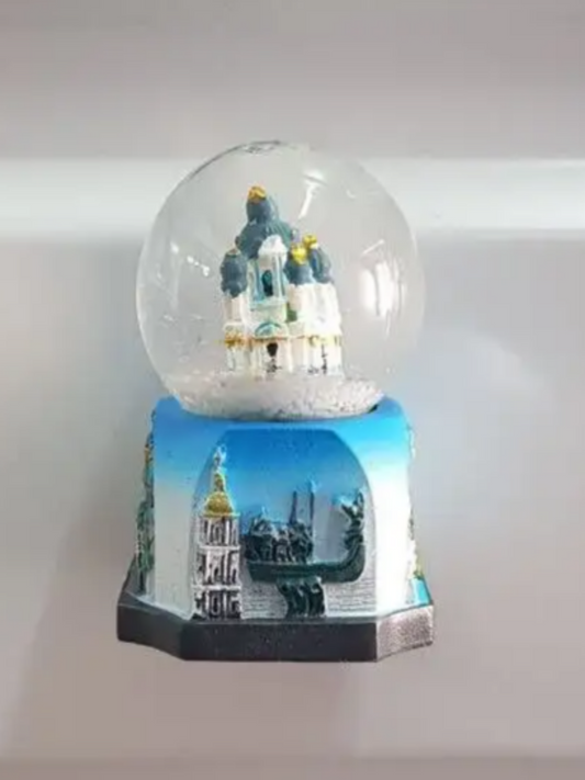 Kyiv snow globe magnet fridge souvenir capital of Ukraine Christmas gift small